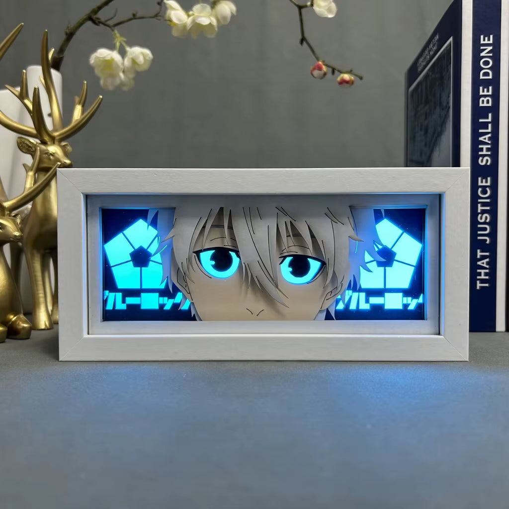 Manga Lightbox Table Desk Lamp Paper Cut Shadow Box Blue Lock Seishiro Nagi for Room Decor Anime Blue Lock Light Box Eyes Face